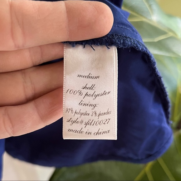 Francesca’s Collections Navy Blue Floral Lace Sleeveless Sun Dress A-Line Medium - Picture 4 of 4